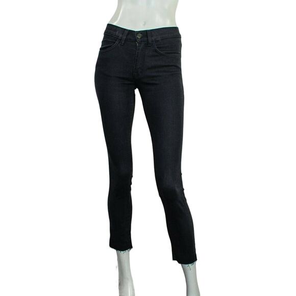 IMOGENE & Willie Size 24 Imogene slim Black denim Jeans raw cropped - Picture 1 of 10